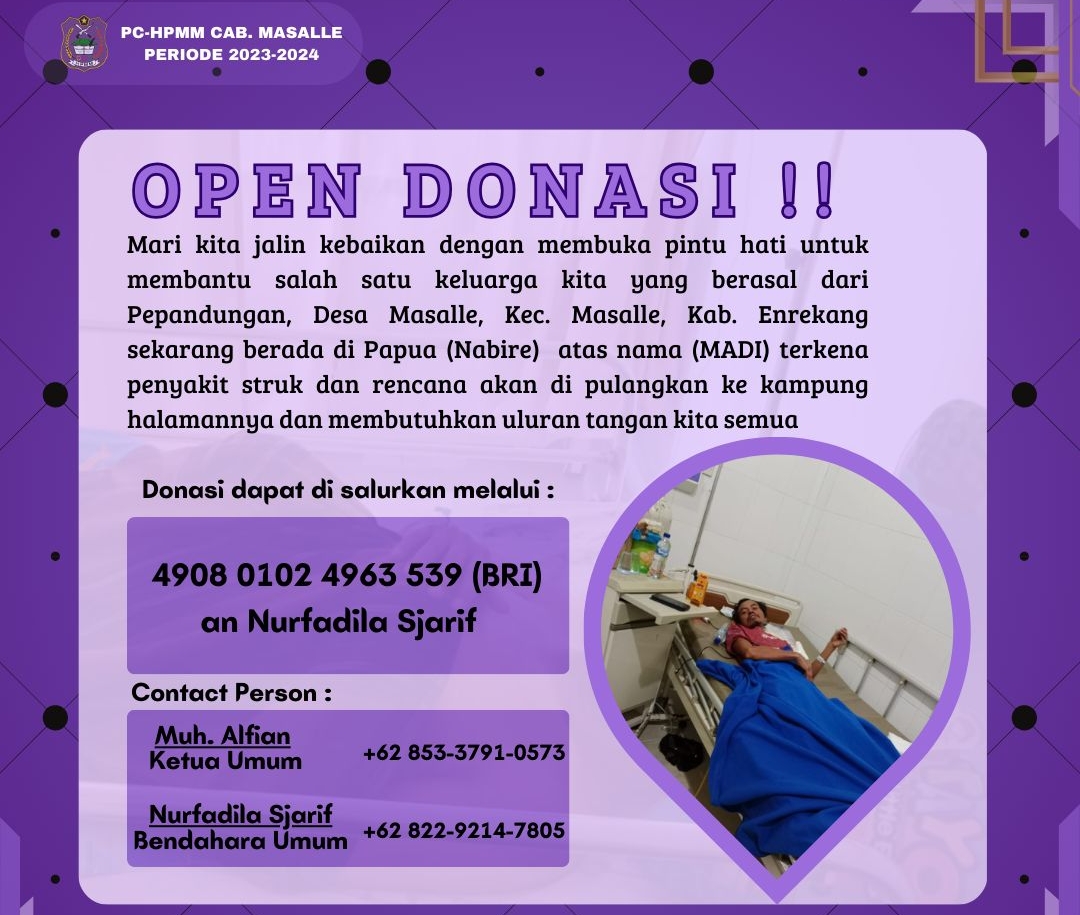 HPMM Cabang Masalle Buka Donasi, Pulangkan Warga Yang Terkena Stroke Seorang Diri di Papua